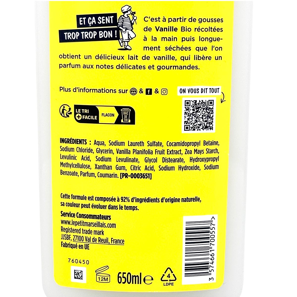 Le Petit Marseillais Vanille Milch Duschgel 650ml - Hautpflege aus Frankreich