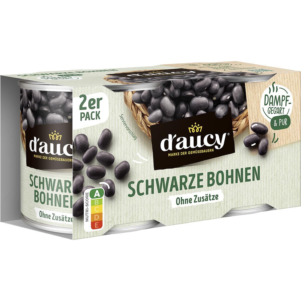 d'aucy Schwarze Bohnen (2x150g) – Exotischer Genuss, schonend gegart