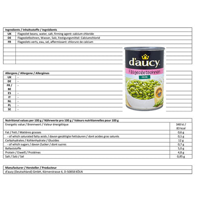 d'aucy Flageolets Grüne Bohnenkerne Fein - Zarte Köstlichkeit aus Frankreich