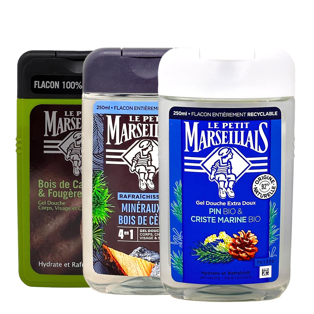 Le Petit Marseillais Duschgel 3er Set "Herren" -  3 verschiedene Duftnoten