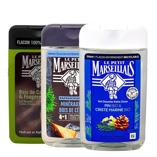 Le Petit Marseillais Duschgel 3er Set "Herren" -  3 verschiedene Duftnoten