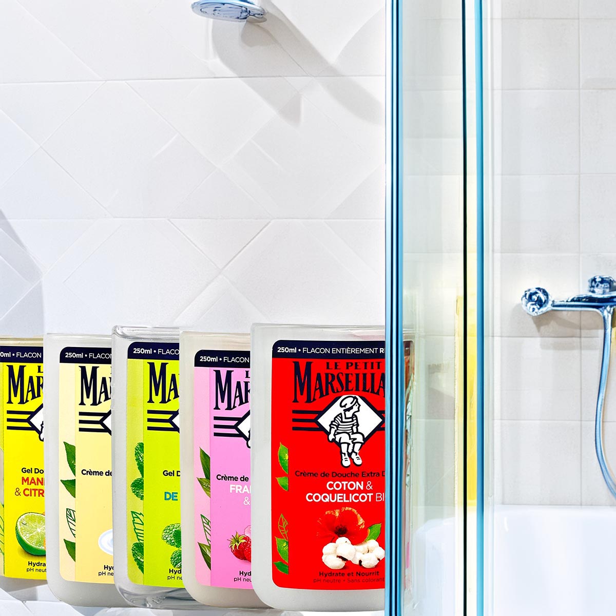 Le Petit Marseillais Duschgel 5er Set – Erfrischende Düfte: Mandarine, Himbeere, Minze, Milch