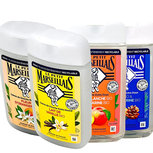 Natürliches Duschgel-Familien-Set: 5 Duftvarianten, hautfreundlich, 250 ml