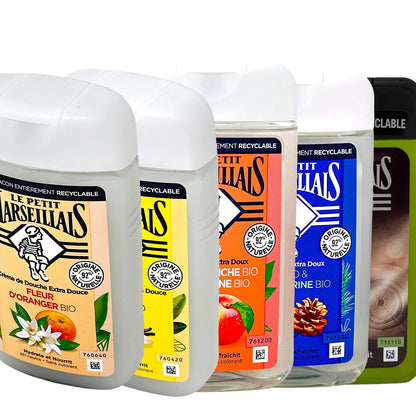 Natürliches Duschgel-Familien-Set: 5 Duftvarianten, hautfreundlich, 250 ml