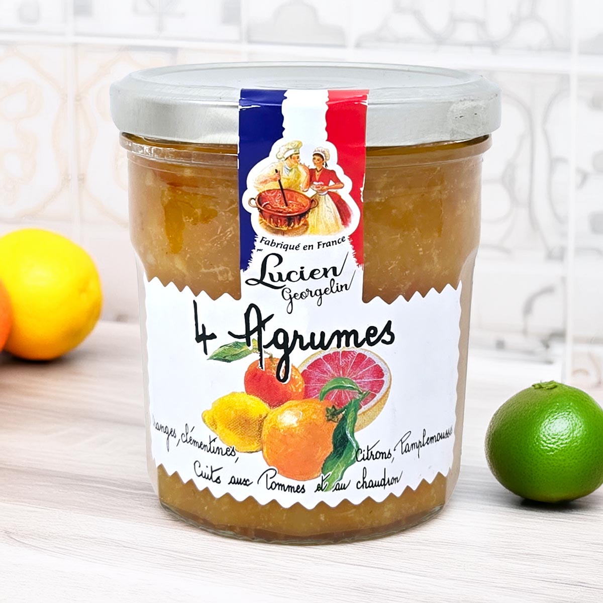 Lucien Georgelin Quatre Agrumes Fruchtaufstrich mit Apfel, 320g – Fruchtiger Genuss