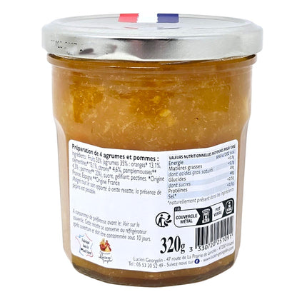 Lucien Georgelin Quatre Agrumes Fruchtaufstrich mit Apfel, 320g – Fruchtiger Genuss