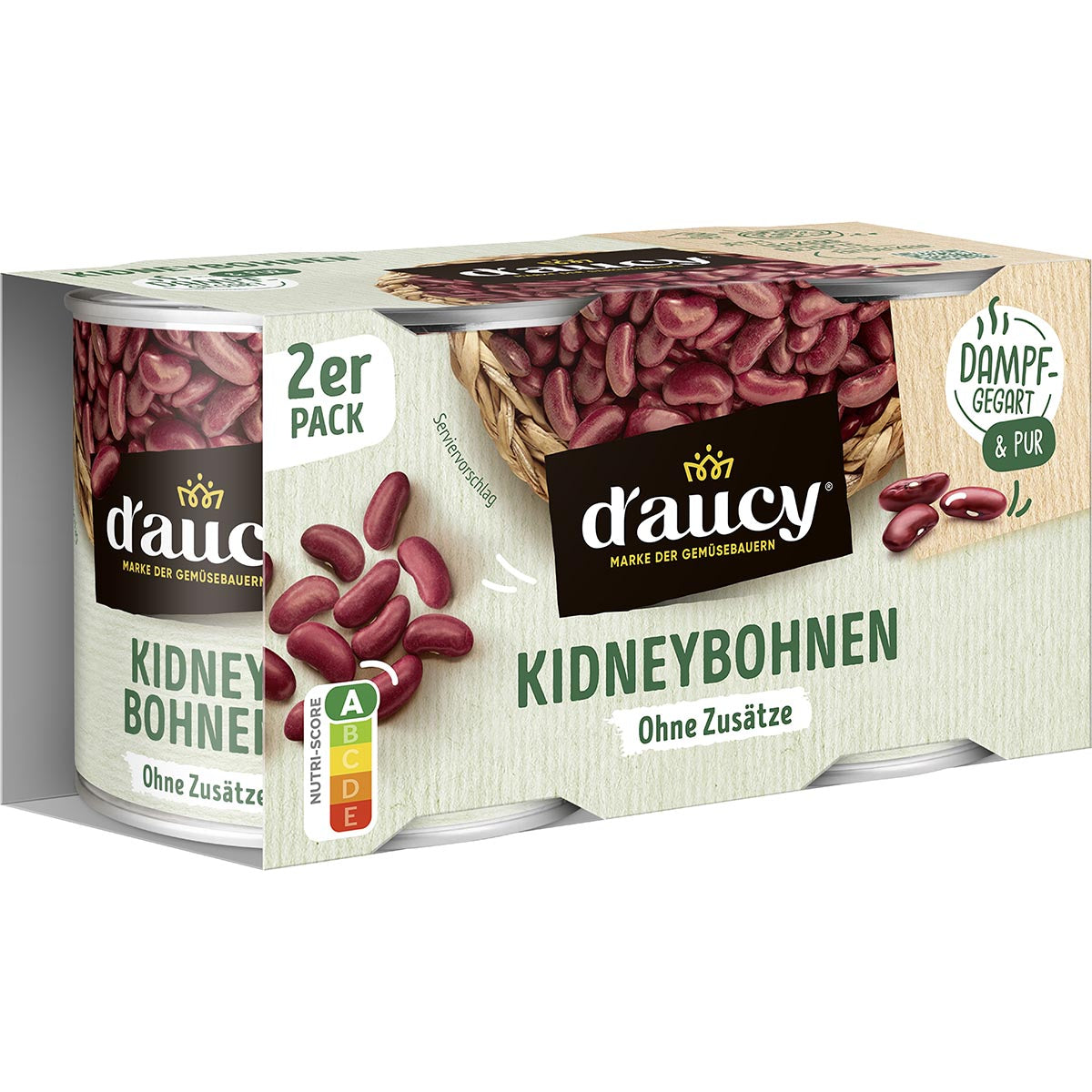 d'aucy Rote Kidneybohnen (2x150g) – Dampfgegart & direkt verzehrfertig