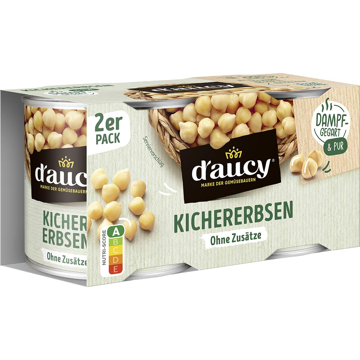 d'aucy Kichererbsen (2x150g) – Dampfgegart & sofort verzehrfertig