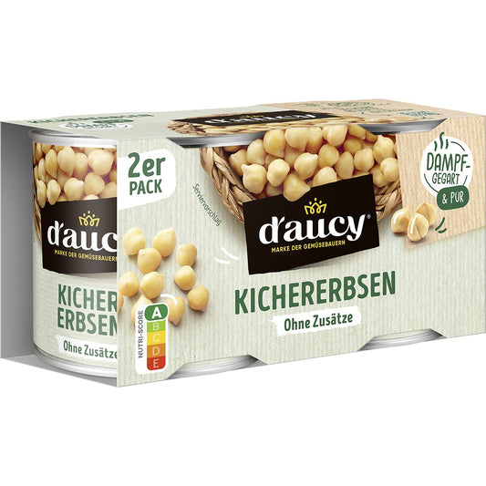 d'aucy Kichererbsen (2x150g) – Dampfgegart & sofort verzehrfertig