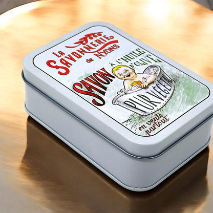 La Savonnerie De Nyons Seife in der Metalldose Bébé Le Bain Baumwollblüte