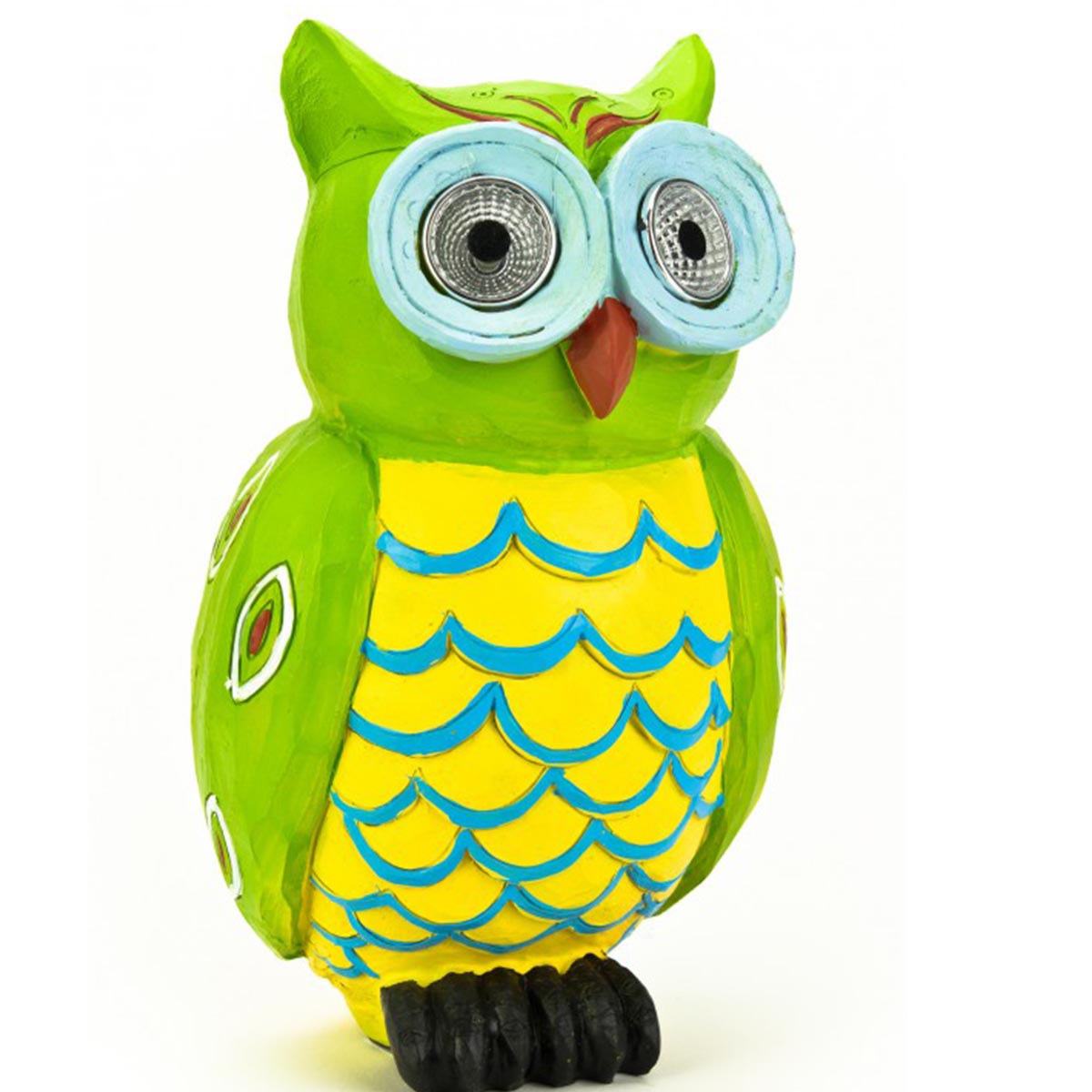 Große Solar Eule: Tagsüber aufladen, nachts leuchten! Grünes/gelbes Licht