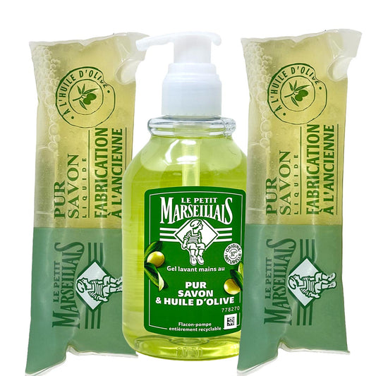 Le Petit Marseillais Flüssigseife pur Savon Olive 300ml + 2 x 250 ml Nachfüllpack