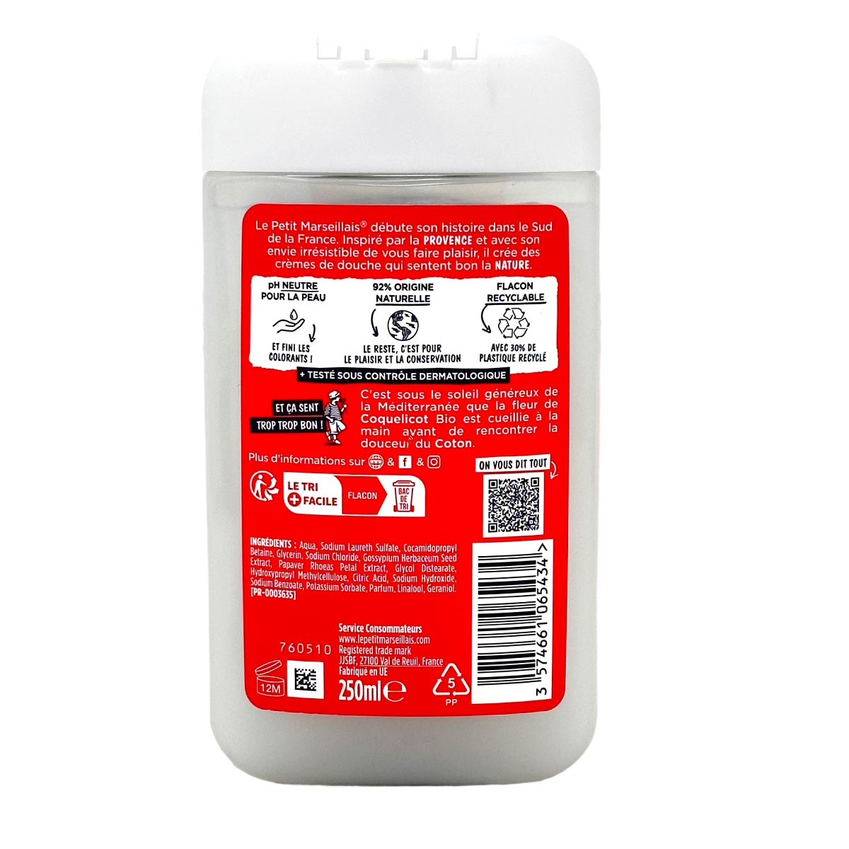 Le Petit Marseillais Duschgel mit Baumwollmilch und Mohn 3x250 ml aus Frankreich