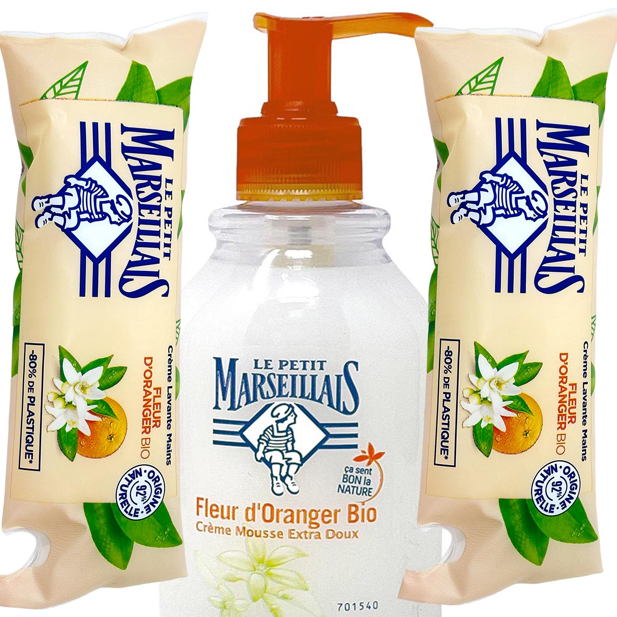 Le Petit Marseillais Schaum Gel Seife Orangenblüten 300ml + 2 x 250 ml