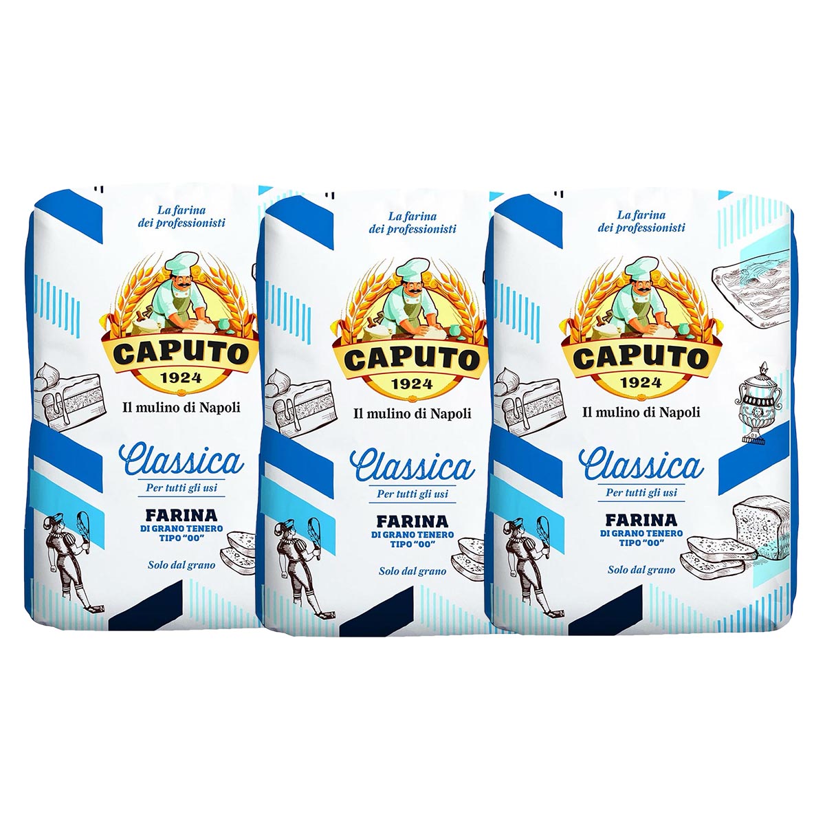 Italienisches Weichweizenmehl "Tipo 00" von Farina Caputo - Perfekt für Pizza, Pasta und Gebäck - 3 x 5 kg