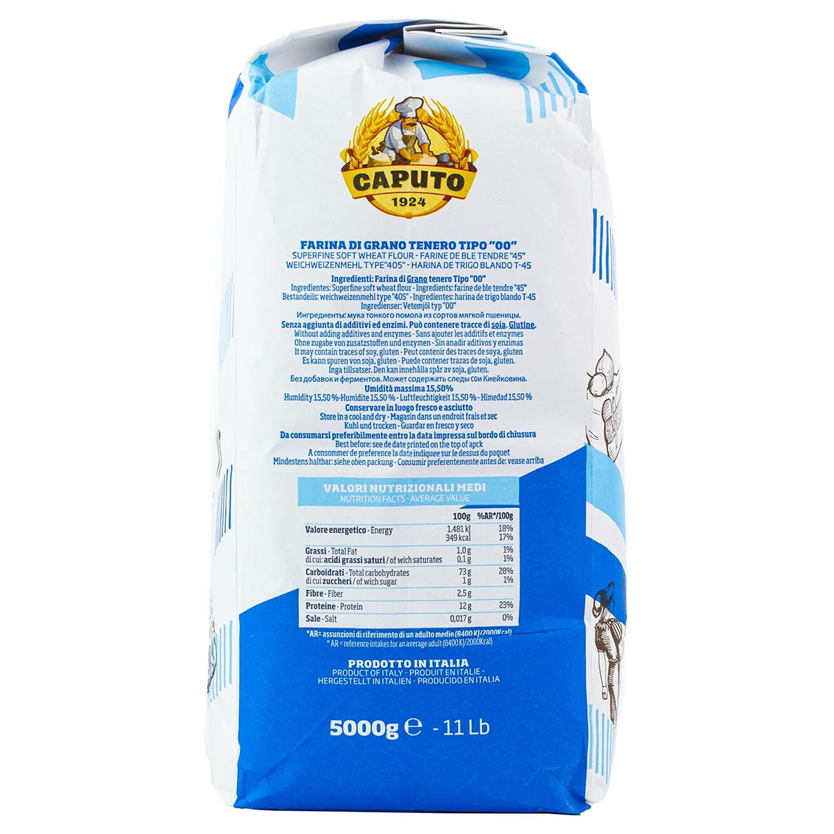 Italienisches Weichweizenmehl "Tipo 00" von Farina Caputo - Perfekt für Pizza, Pasta und Gebäck - 3 x 5 kg