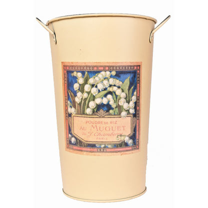 Vintage Metallübertopf 'French Flower' 3er Set, Höhe 25,5cm, Ø 16cm