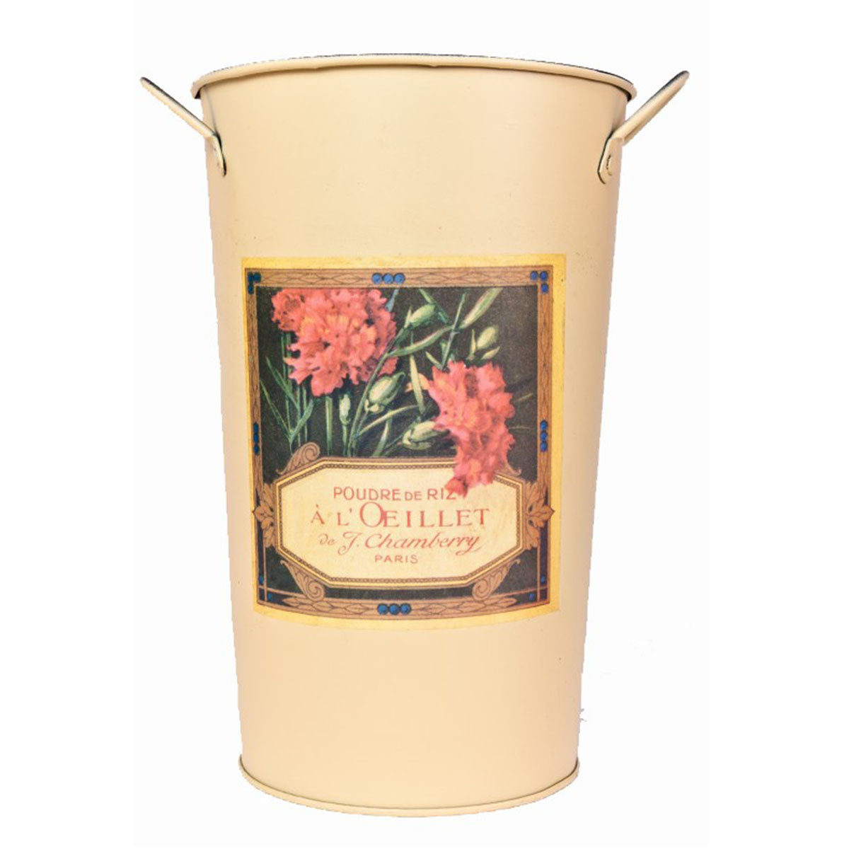 Vintage Metallübertopf 'French Flower' 3er Set, Höhe 25,5cm, Ø 16cm