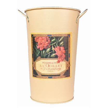 Vintage Metallübertopf 'French Flower' 3er Set, Höhe 25,5cm, Ø 16cm