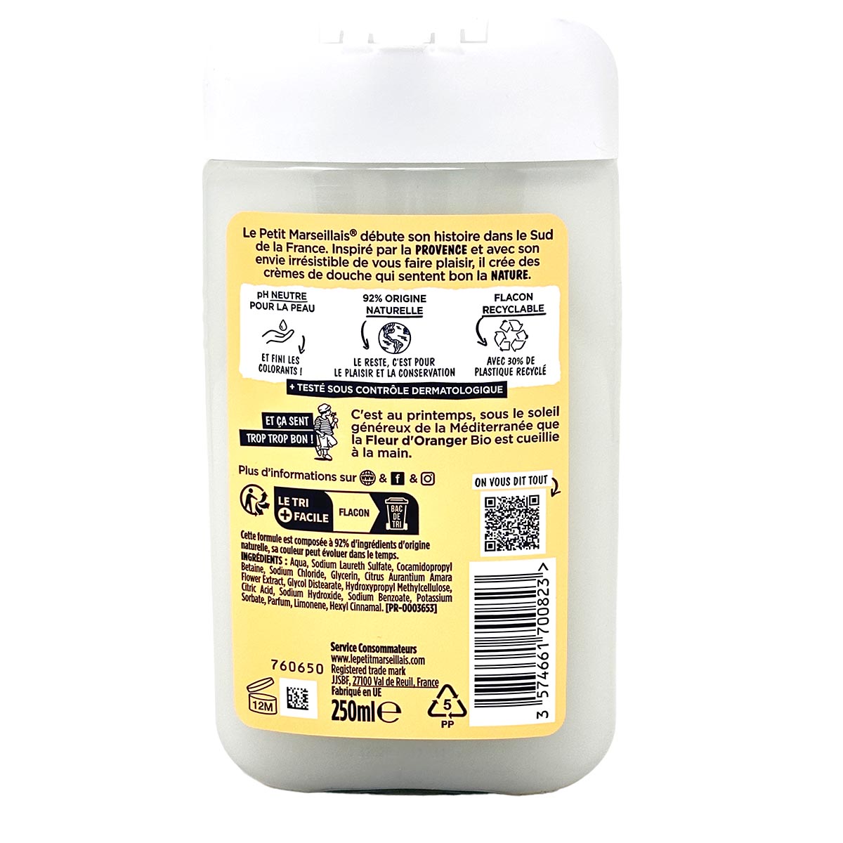 Le Petit Marseillais Duschgel Orangenblüten, 250 ml – Sanfte Pflege Fleur d'Oranger