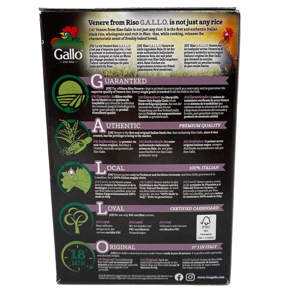 Genießen Sie Gallo Venere: Schwarzer Vollkornreis aus Italien - 500g