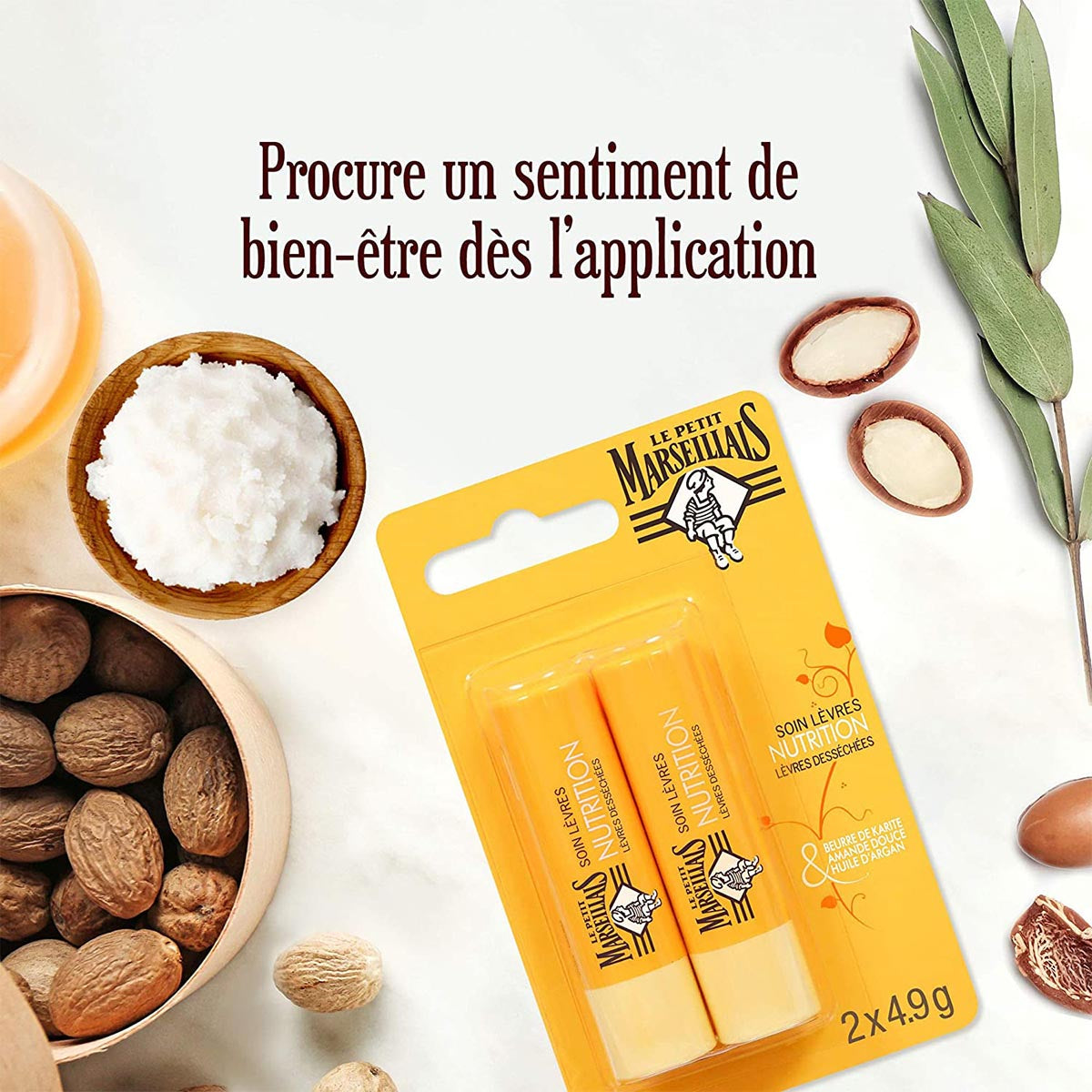 Le Petit Marseillais Lippenpflege Shea Mandel Argan 2 x 4,9 g – Intensive Feuchtigkeit