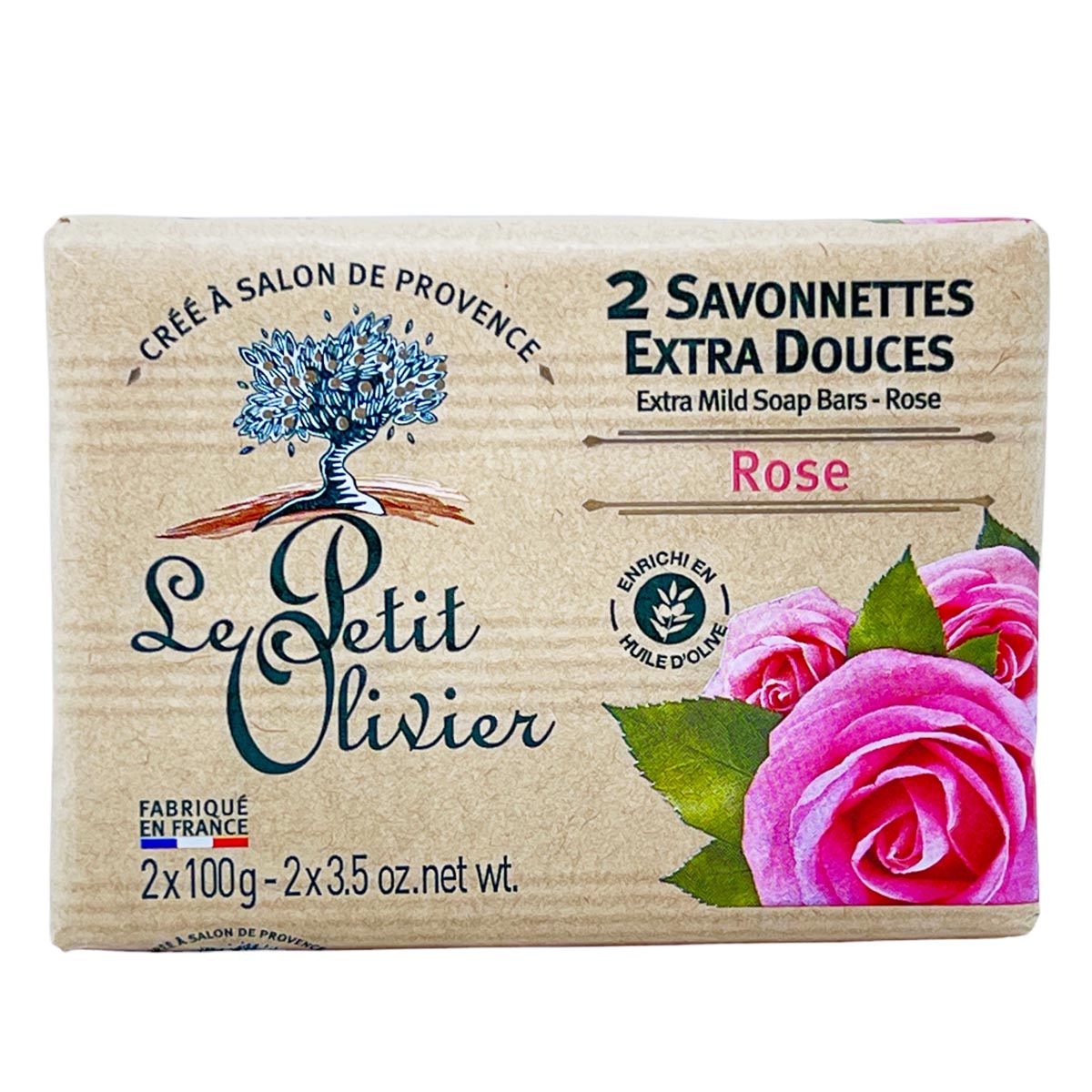 Le Petit Olivier Seife mit Rosen und Olivenöl 2 x 100 Gramm aus Frankreich