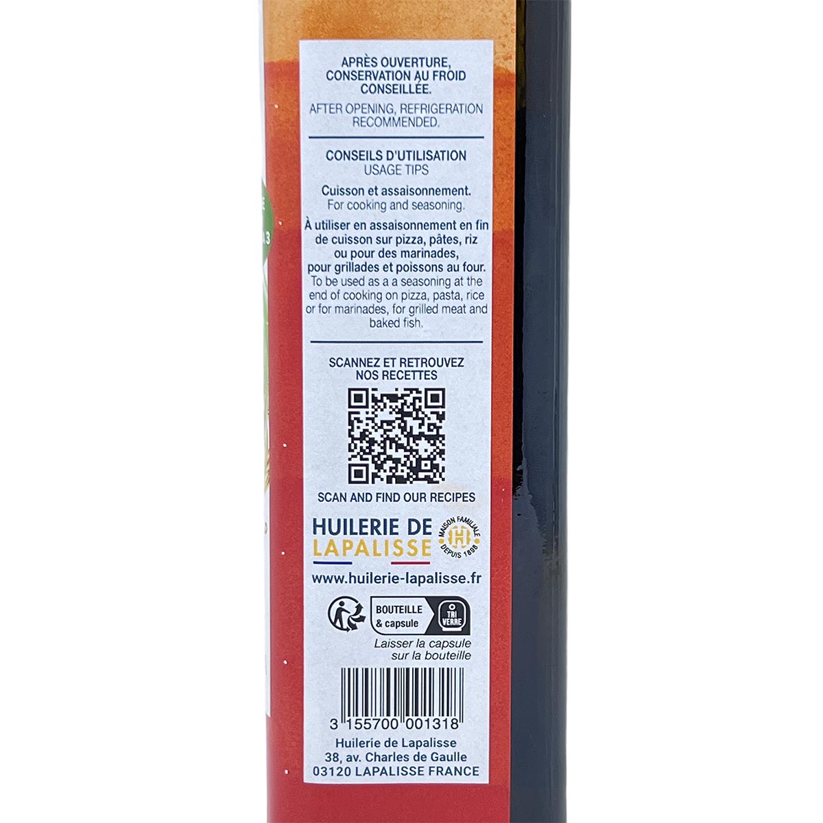 Huileries de Lapalisse Pizza-Öl - Huile Spéciale Pizza 500 ml aus Frankreich