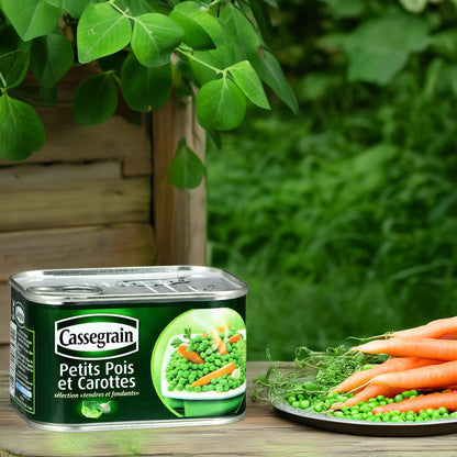 Cassegrain Erbsen und Karotten – Frische Gemüsemischung (Petits Pois et Carottes), 400g