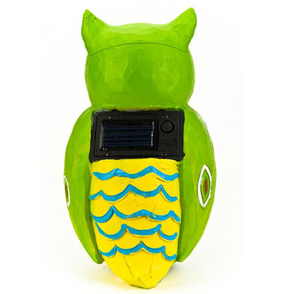 Große Solar Eule: Tagsüber aufladen, nachts leuchten! Grünes/gelbes Licht