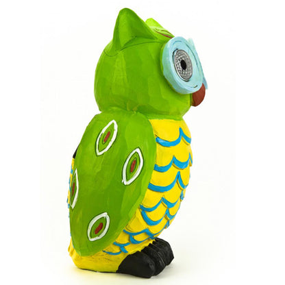 Große Solar Eule: Tagsüber aufladen, nachts leuchten! Grünes/gelbes Licht