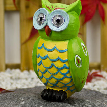 Große Solar Eule: Tagsüber aufladen, nachts leuchten! Grünes/gelbes Licht