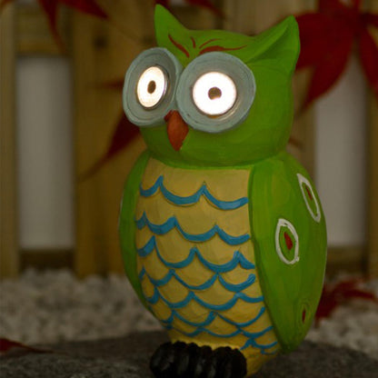 Große Solar Eule: Tagsüber aufladen, nachts leuchten! Grünes/gelbes Licht