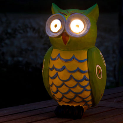 Große Solar Eule: Tagsüber aufladen, nachts leuchten! Grünes/gelbes Licht