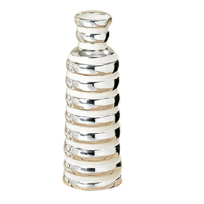 Vase "Joco"  silberfarbene Porzellanvase im modernem Design 25 x 10 cm