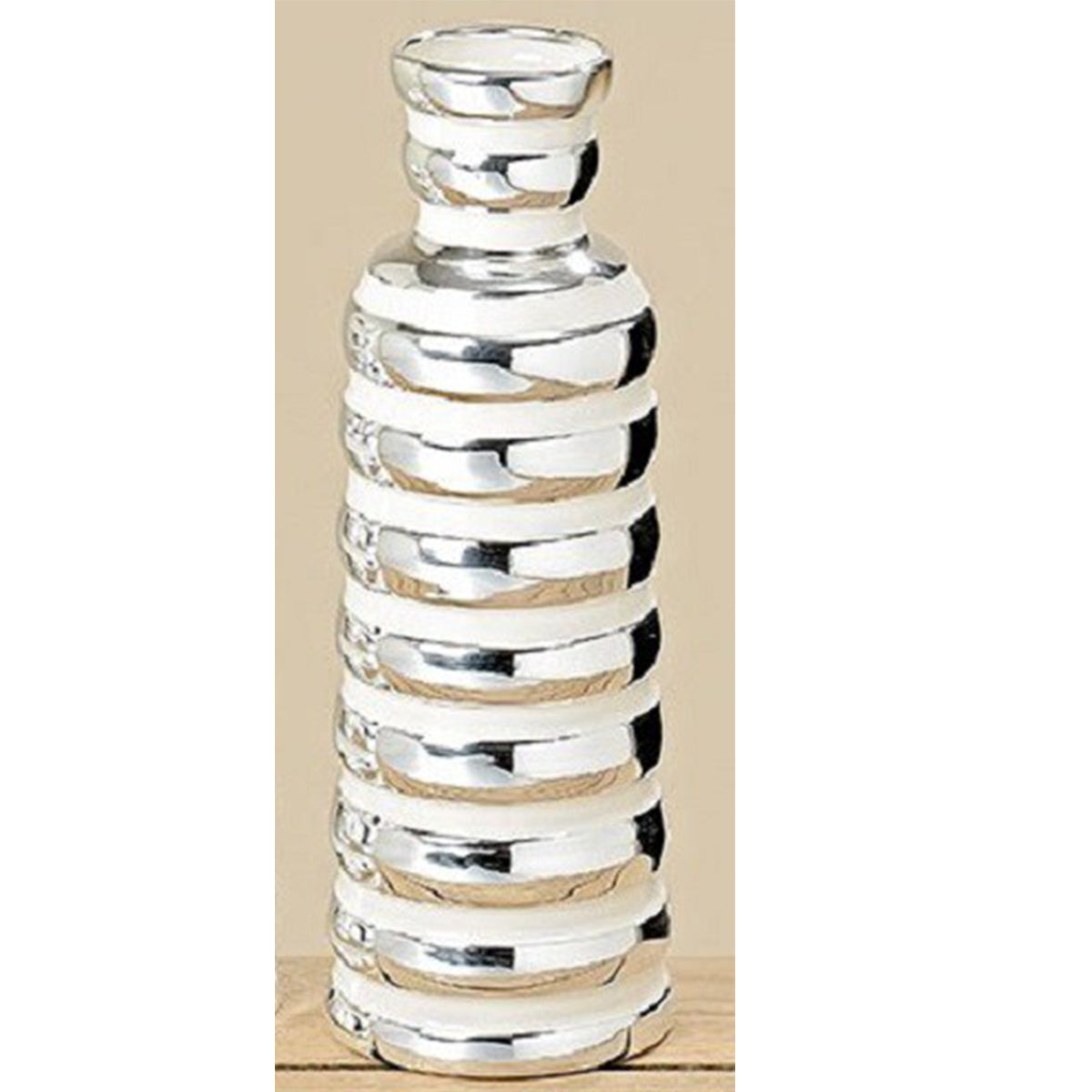 Vase "Joco"  silberfarbene Porzellanvase im modernem Design 25 x 10 cm