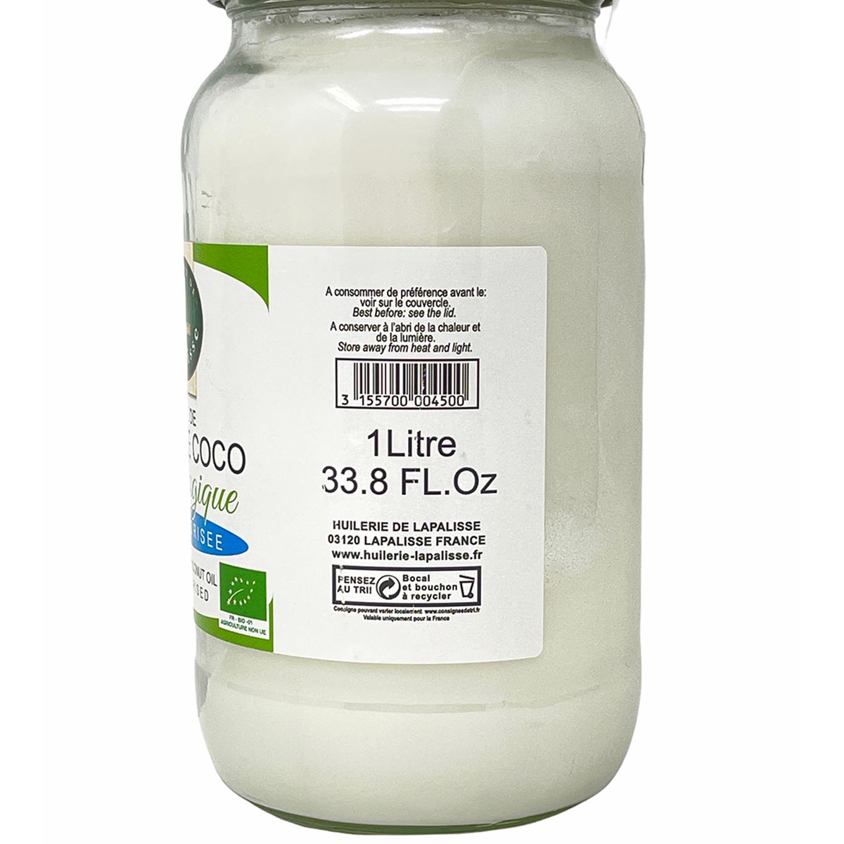 Biologisches Lapalisse Kokosnussöl 1L - Kaltgepresst, BIO, Vielseitig einsetzbar