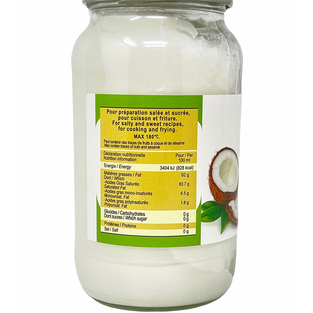 Biologisches Lapalisse Kokosnussöl 1L - Kaltgepresst, BIO, Vielseitig einsetzbar