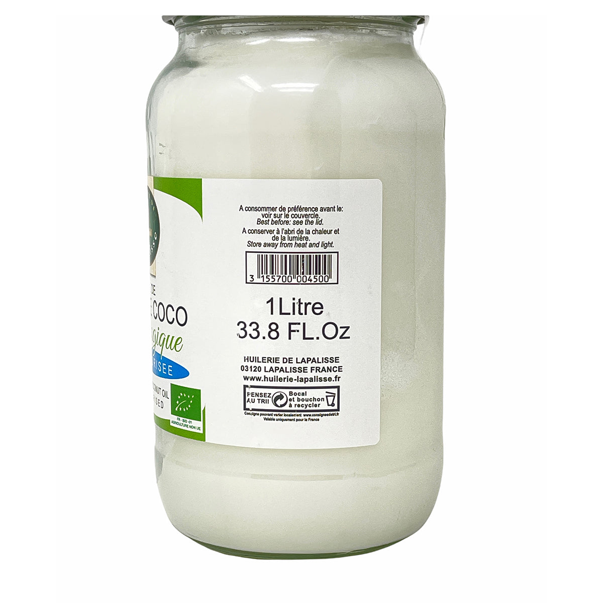 Lapalisse Biologisches Kokosnussöl 1L - Kaltpressung, Bio, Vielseitig
