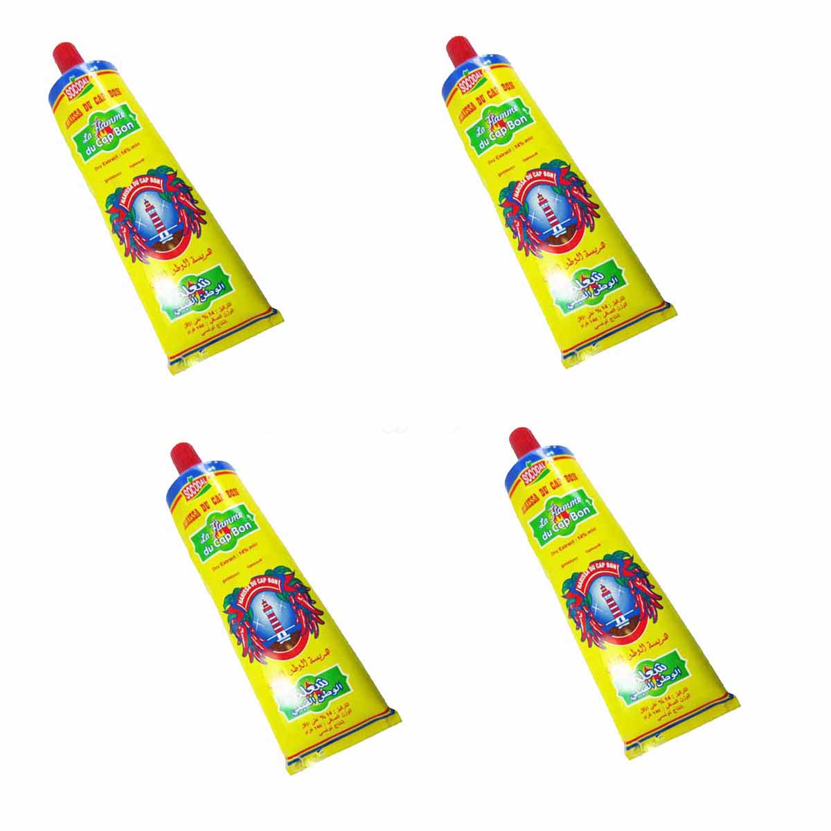 Harissa  La Flamme CAP BON  SEHR SCHARF CHILI Paste Sauce 4 x 70 Gramm Tube