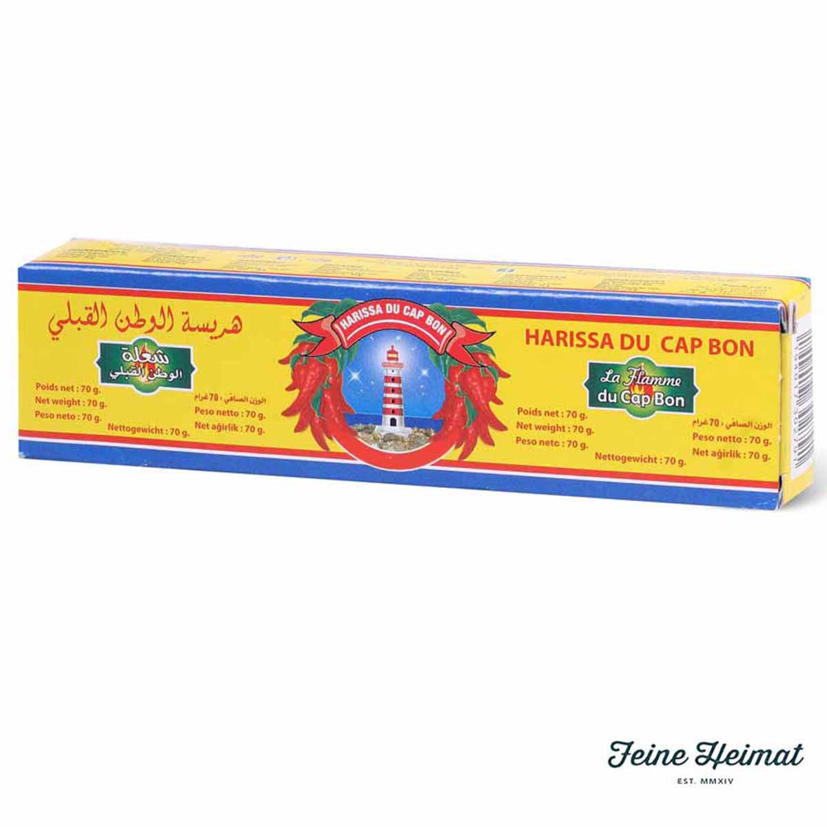 Harissa  La Flamme CAP BON  SEHR SCHARF CHILI Paste Sauce 4 x 70 Gramm Tube