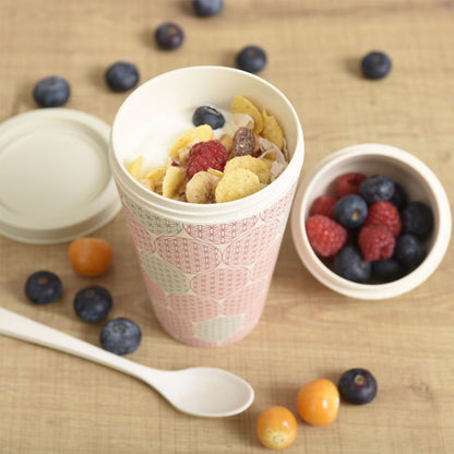 ebos Müsli-to-Go-Becher aus Bambus Blume des Lebens, 500 ml