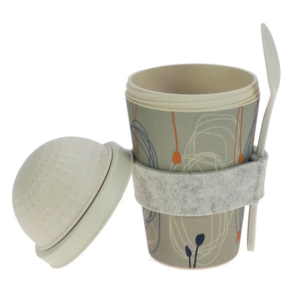 ebos Müsli-to-Go-Becher aus Bambus Kringel und Blüten, 500 ml