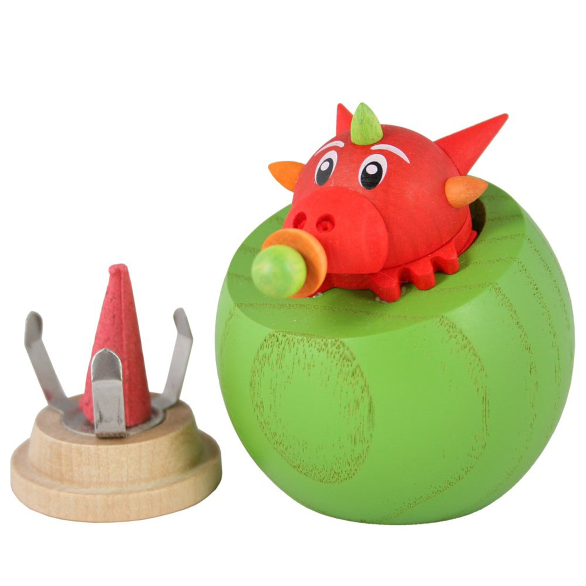 Seiffener Volkskunst Kugelräucherfigur Räucherdrache 8cm Handarbeit aus Deutschland