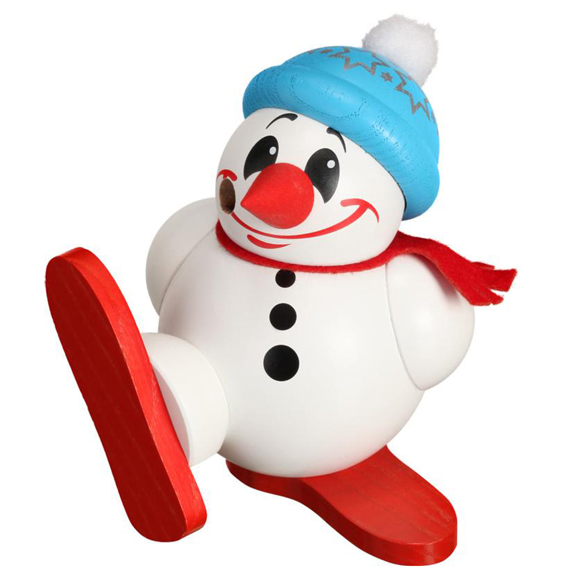 Seiffener Volkskunst Kugelräucherfigur Cool-Man Skifahrer 10cm Handarbeit aus Deutschland