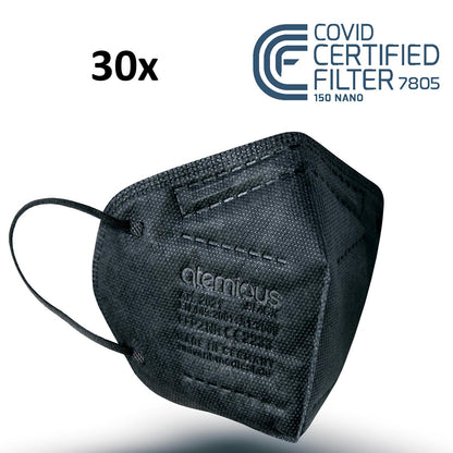 atemious PRO 2 BLACK FFP2 Maske – Schwarz, einzeln oder lose verpackt, Made in Germany