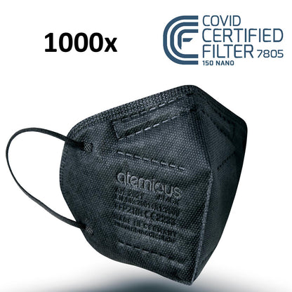 atemious PRO 2 BLACK FFP2 Maske – Schwarz, einzeln oder lose verpackt, Made in Germany
