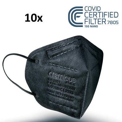 atemious PRO 2 BLACK FFP2 Maske – Schwarz, einzeln oder lose verpackt, Made in Germany