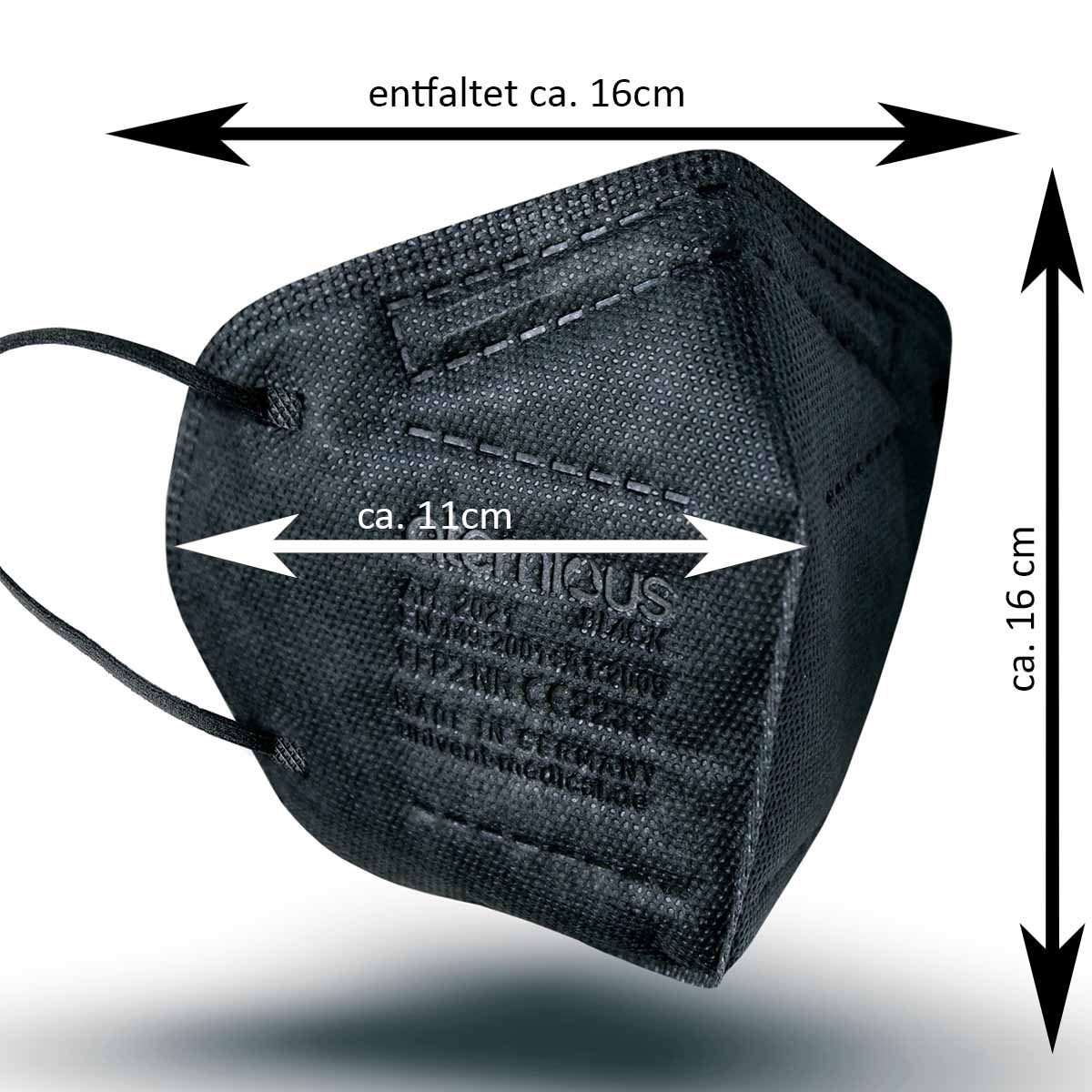 atemious PRO 2 BLACK  FFP2 Maske schwarz einzeln oder lose verpackt