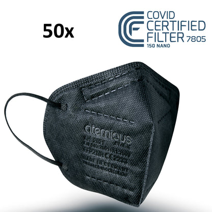atemious PRO 2 BLACK  FFP2 Maske schwarz einzeln oder lose verpackt